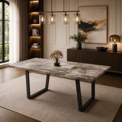 Modern Dining Table For 4-6 Persons, 62.9-inch Rectangular Wooden Dining Table.