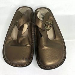 Alegria Shoes Clogs Slides Women Size 38 US 7 Gold Leather Upper