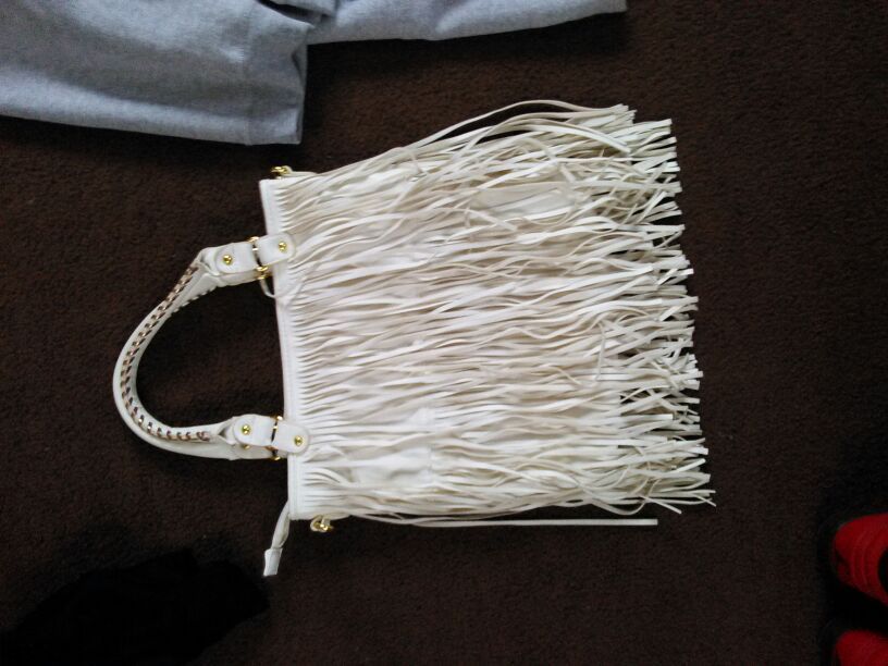 White fringe purse