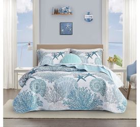 New!โจ Coastal Blue 3 Piece Quilt Set Full/Queen