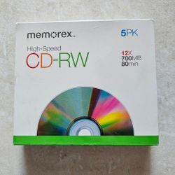 2009 MEMOREX High-Speed CD-RW 5pk 12X 700MB 80min New 