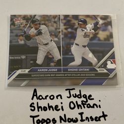 Aaron Judge New York Yankees Outfielder Shohei Ohtani Los Angeles Dodgers DH Topps Now Short Print Insert Card. 