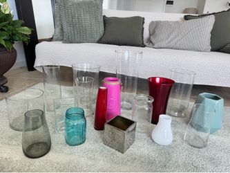 Set of Decorative Vases & Glass Containers- Modern Home Decor Bundle