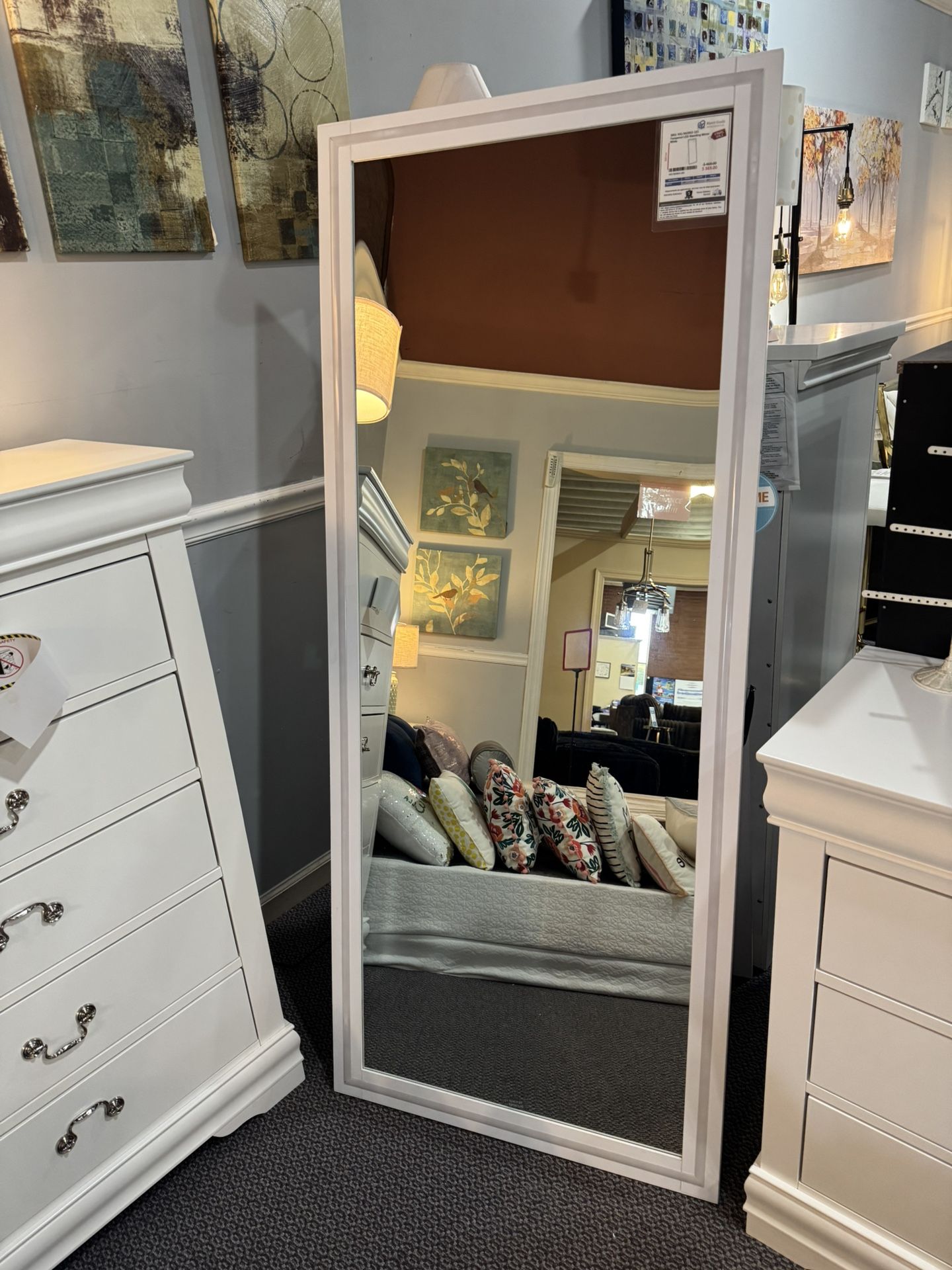 White Tempered LED Standing Mirror