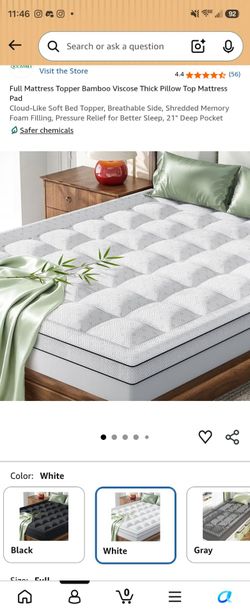 Bamboo mattress topper Full size