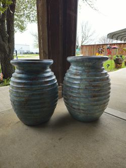Blue Teal Honeycomb Clay Pots . (Planters) Plants, Pottery, Talavera $90 cada una.
