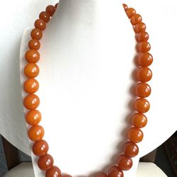 Vintage style Amber resin beads necklace handmade 21”inch long