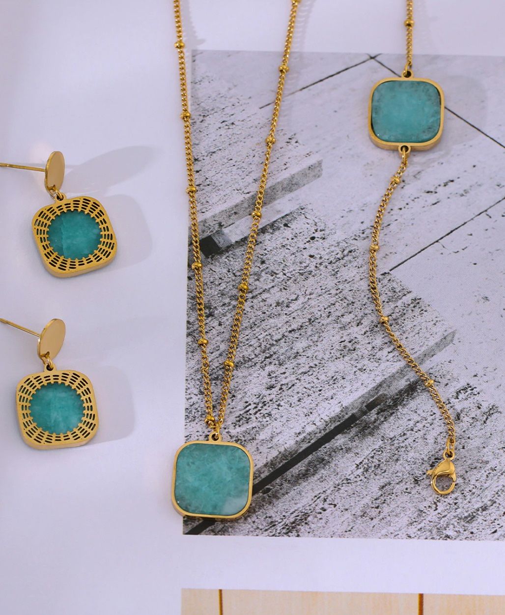 316L Stainless Steel turquoise Set 3 Pcs