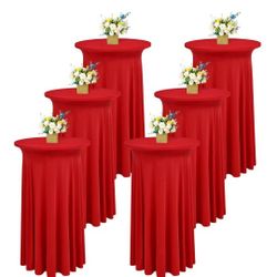 Packs Round Cocktail Table Skirt 24"x 43" Spandex Stretch Cocktail Table Cloths with Wavy Skirt, Spandex Fitted High Top Table Covers for Wedding Part