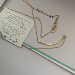 tiffany and co t smile necklace yellow gold 