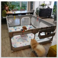 ❤️‍🔥 #R3 | 50” × 50” Playpen with Mat Color: Grey Breathable Mesh Sides Includes Mat & Storage Bag Indoor / Outdoor Use  Price: $40