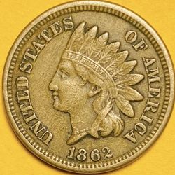 1862 U.S. INDIAN HEAD PENNY CENT 1c COIN (XF-Extra Fine)