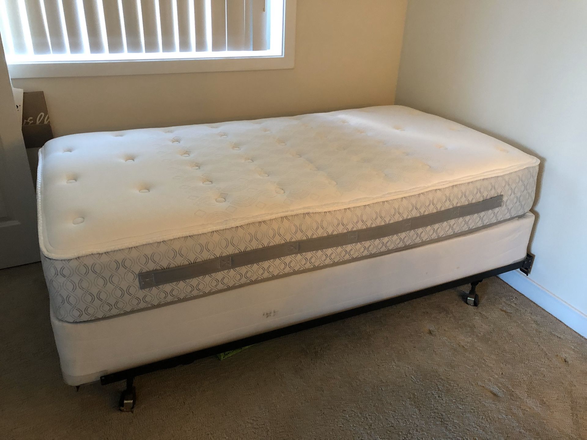 Bed Twin mattress, frame, box spring