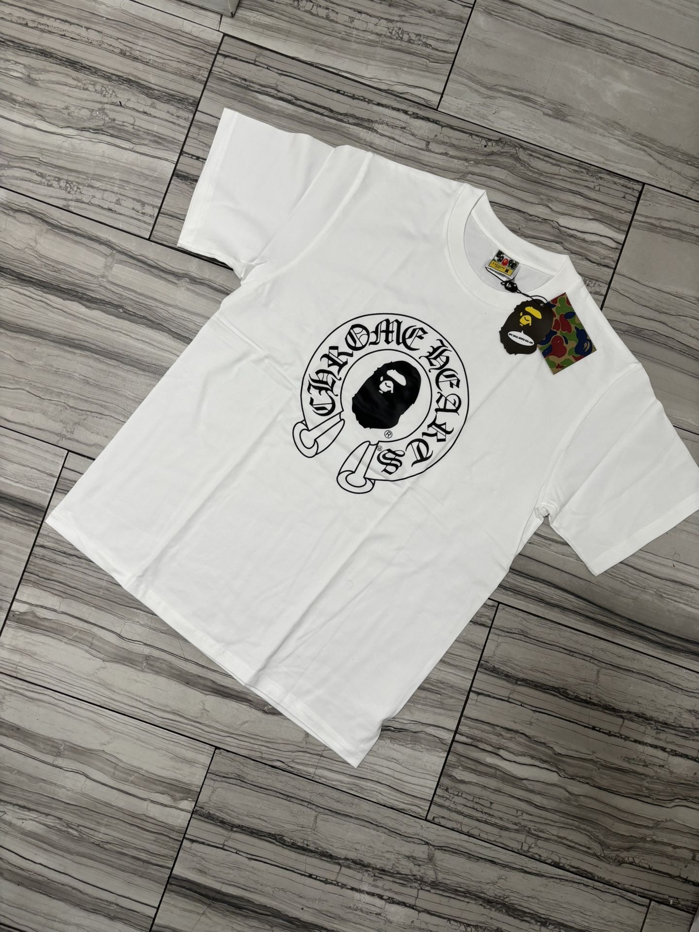 white chrome bape tee