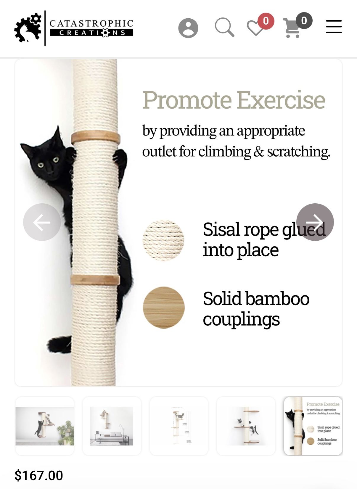 Wall Mounted Cat Climbing Pole
