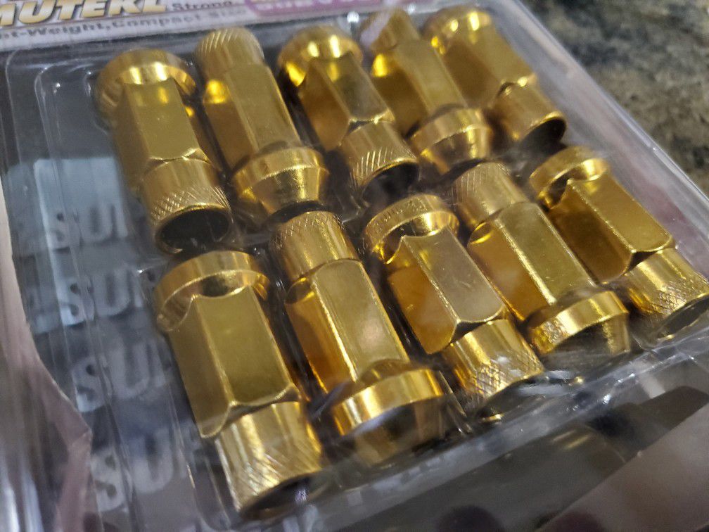 Muteki 12x1.25 Yellow Chrome Gold Tuner Lugs Lug Kit Lug nuts for Rims Wheels