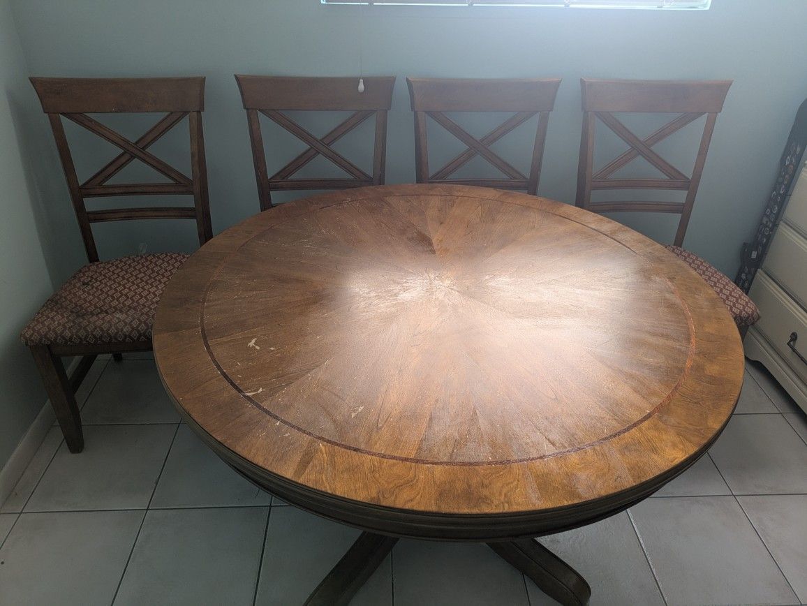 Wooden Kitchen Table And Four Chairs