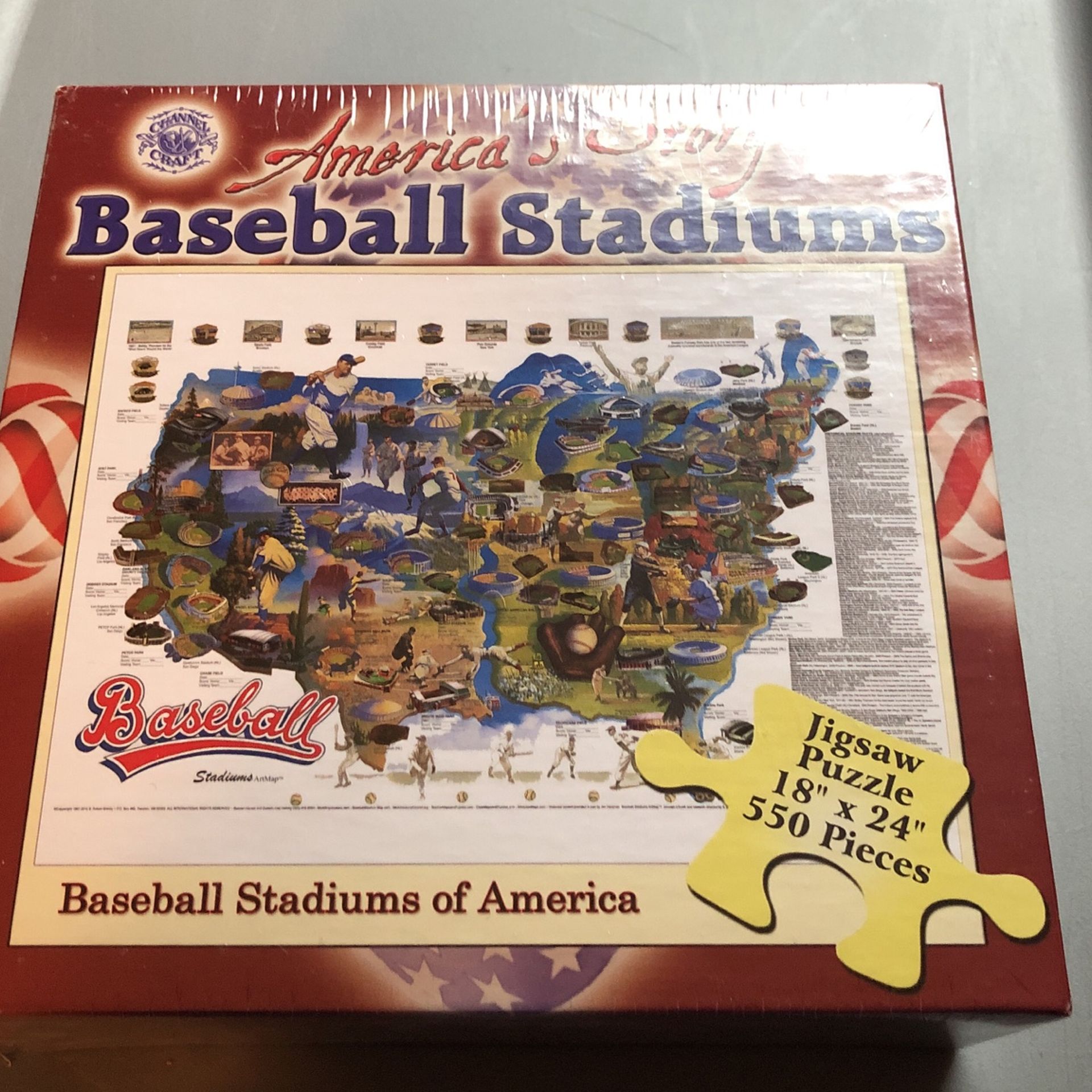 America’s Story Baseball Stadiums of America SEALED  550 Pc. Jigsaw Puzzle