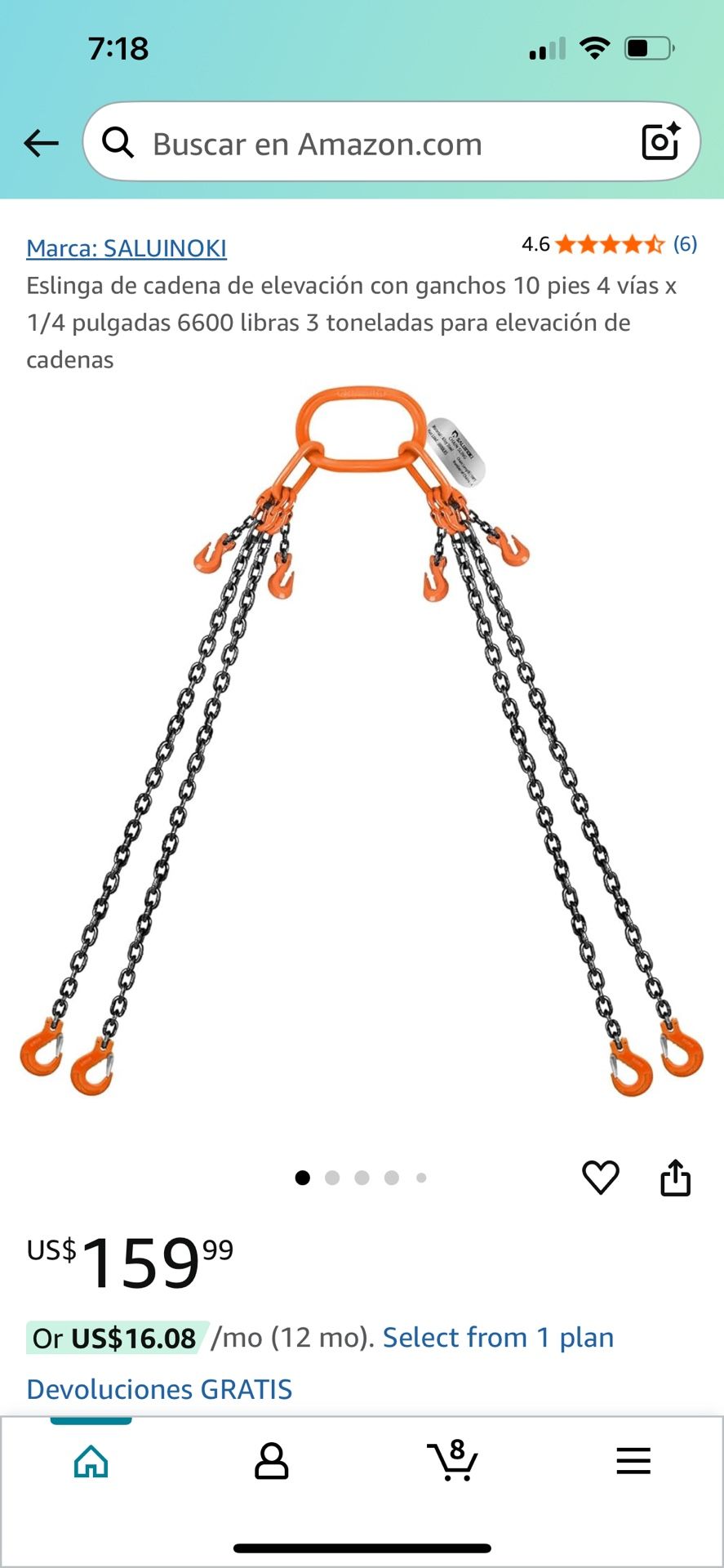 Gancho Y Cadena Para 6600 Lb.