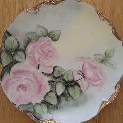 Hand painted rose plate
