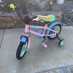 BABY JOY Colorful Macarons Kids Bike, 12 14 16 18 Inch Sporty Children's Bicycle with Training Wheels, Adjustable Handlebar & Saddle, Handbrake & Coas