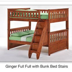 Full Over Full Bunk Bed With Stairs and Matching Dresser