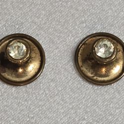 Antique Gold Filled Colorless Stones Collar Button Or Cufflinks Pair