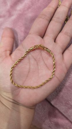 Pulsera chapada en oro 18k,Gold Filled 18k Rope Chain Bracelet