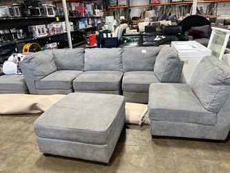 6pc fabric modular sectional couch in grey
