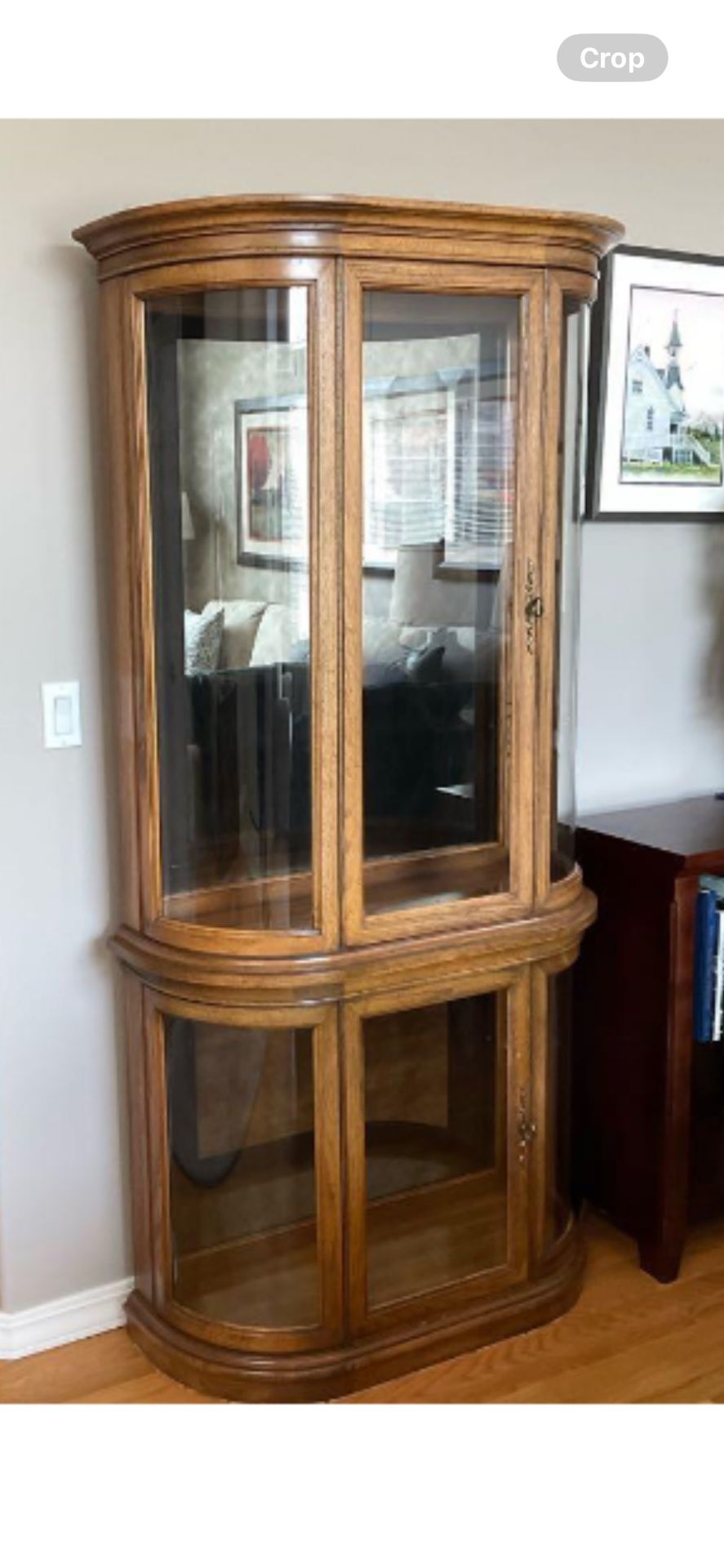 Oak Curio Cabinet - $50