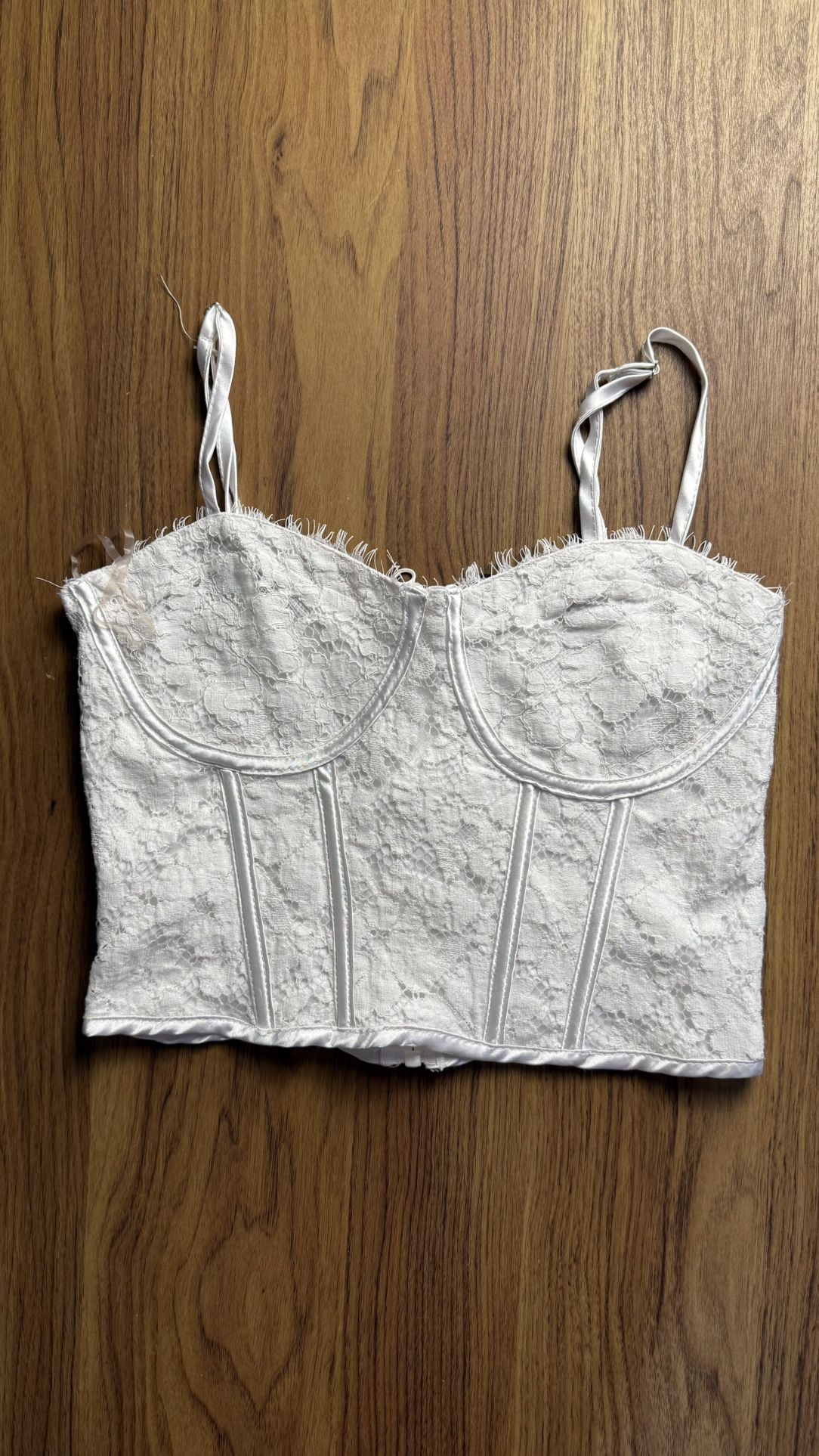 Jolie & Joy White Lace Corset Top Bralette Bustier Zip Back Size S