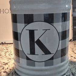 BLACK AND WHITE BUFFALO PLAID CERAMIC KITCHEN UTENSIL/TOOLS HOLDER