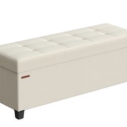 SONGMICS Storage Ottoman Bench, Foldable Foot Rest with Legs, 15 x 43 x 15.7 Inches, End of Bed Bench, Storage Chest, Load up to 660 lb, for Living Ro