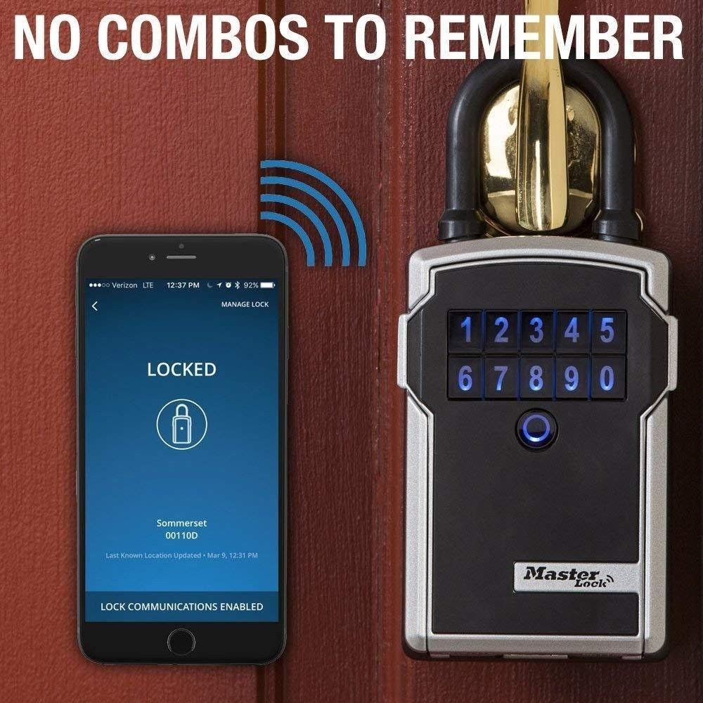 Master Lock Lock Box, Bluetooth Wall Mount Key Safe, 3-1/4 in. Wide, 5441D