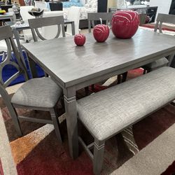 Beautiful 6pc Dinette Set Color Grey (Open Box) - $399.00