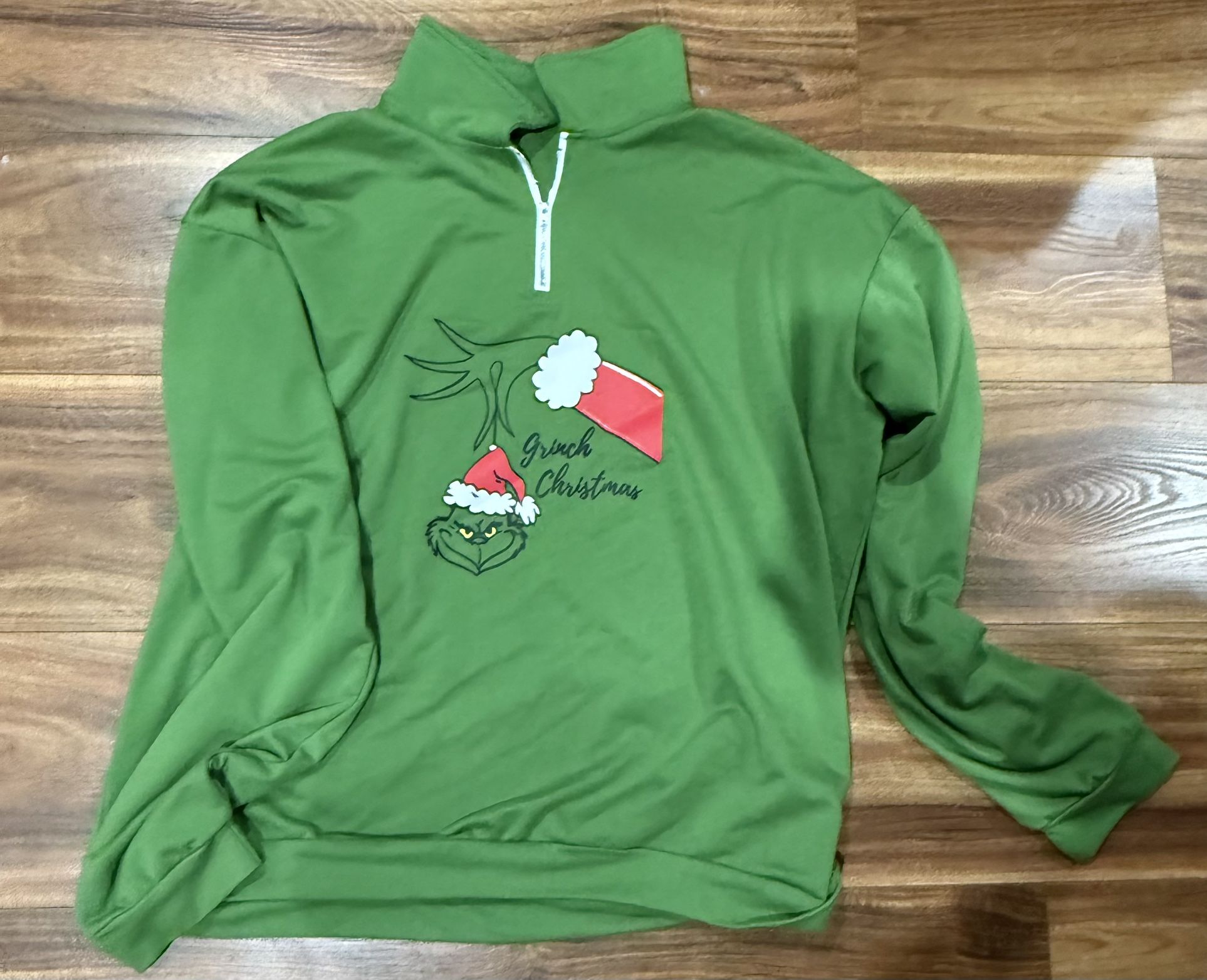 The Grinch Green Quarter Zip Green Long Sleeve Sweater Size  Xl 