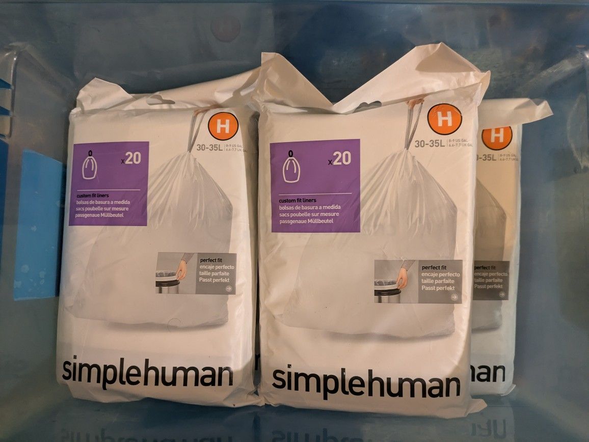 SimpleHuman Trash Bags H Style Four 20 Count Packs