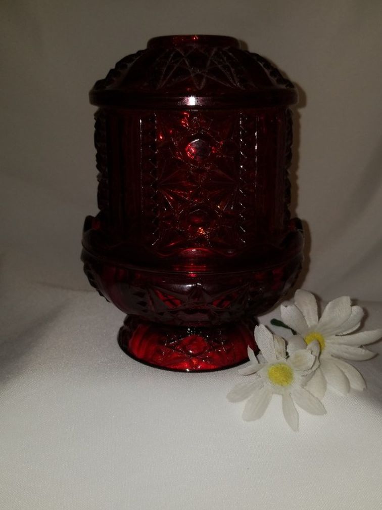Vintage Indiana glass Co Red Fairy Lamp