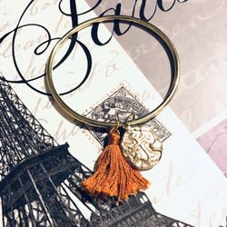 Gold Bangle Bracelet With Charms - NEW