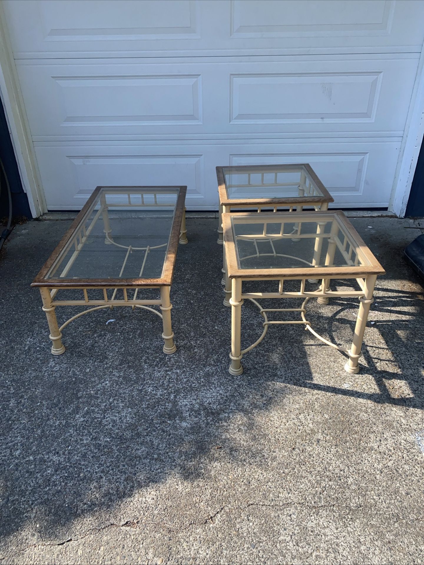 Vintage Side Table Furniture Set Of 3 Glass