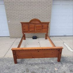 solid wood bed  frame size queen made in usa 