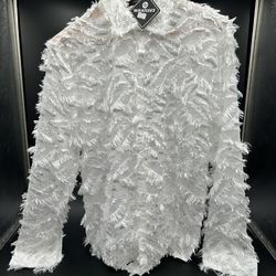 (NWT) Women’s White Furry Top Sz Med