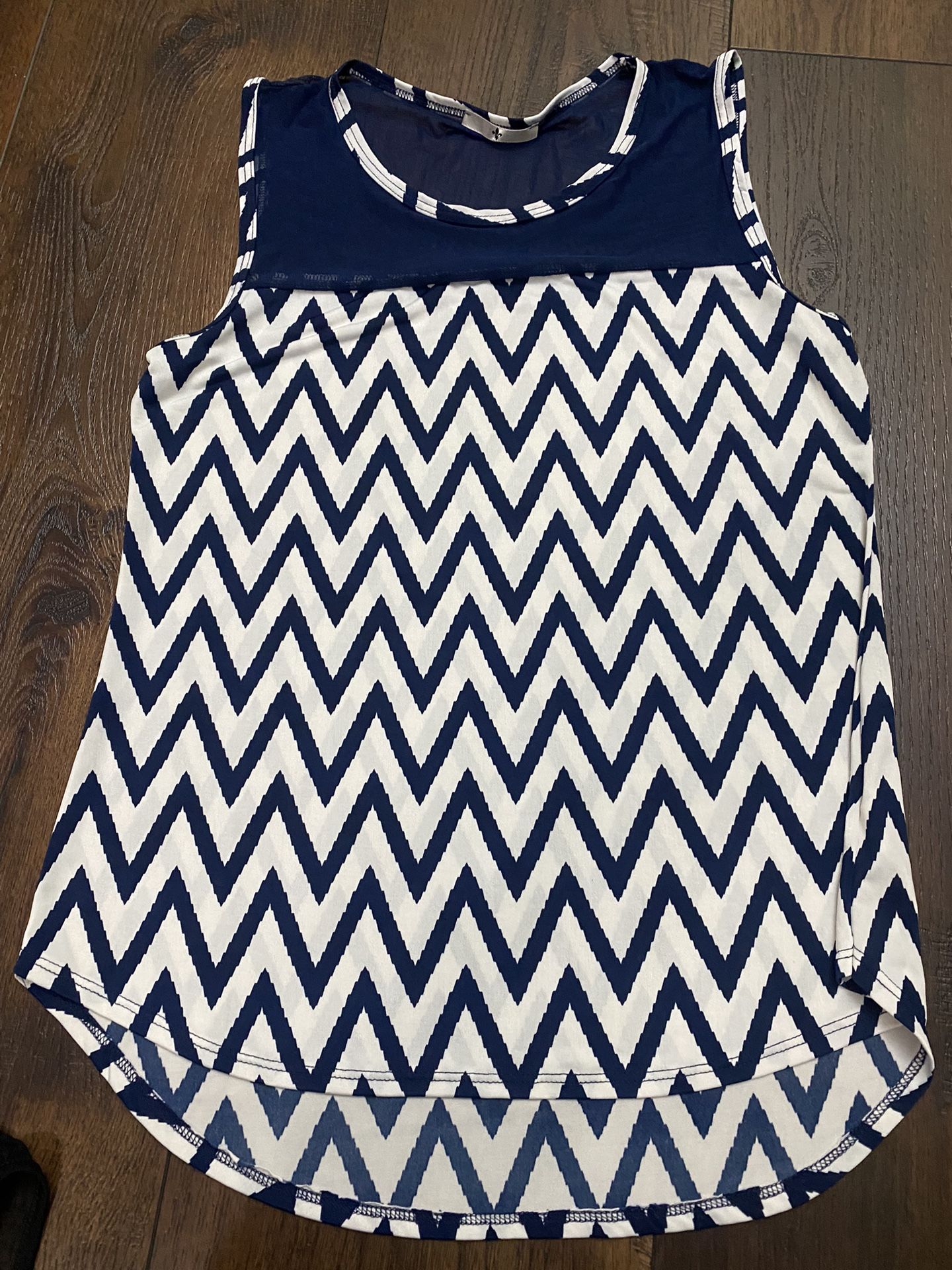 Womans Navy Blue And White Tank Shirt Size XL #8