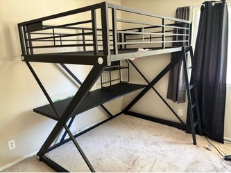 Full size bunk bed/ desk combo frame.