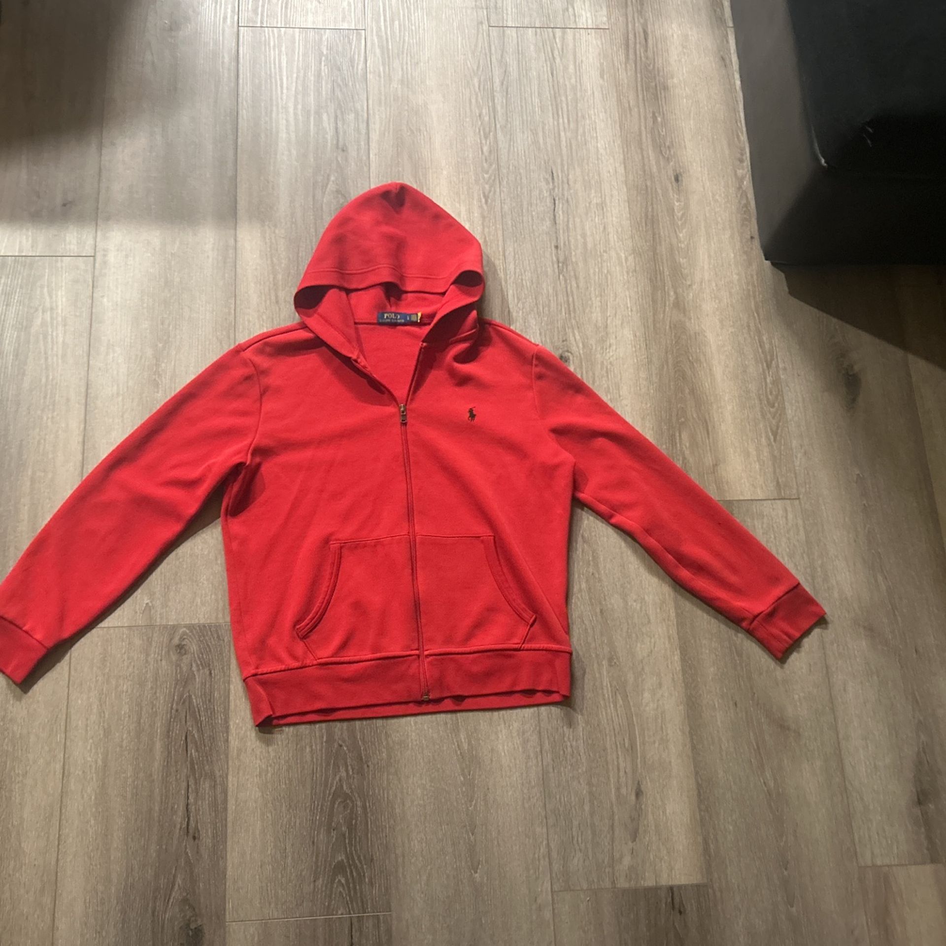 Red Ralph Lauren Zip Up Hoodie