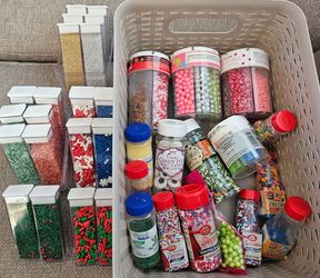 Large Lot of Baking Sprinkles and Decorations