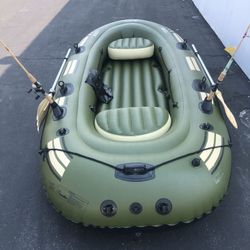 12’ DLX inflatable boat for 6 persons With Electric Trolling Motor 50 Lb Thrust new in the box