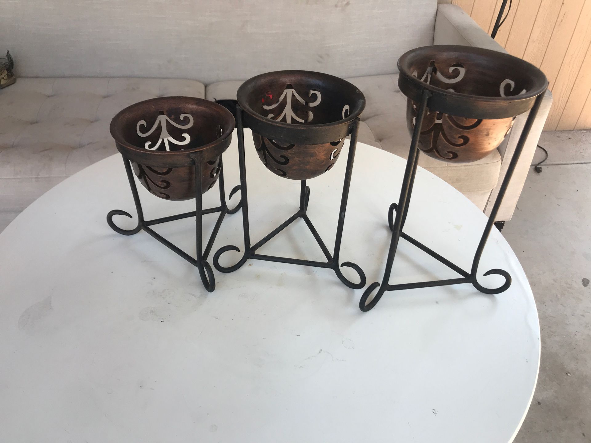 Vintage metal candle holders 8”,10” and 12” inches
