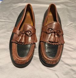 Johnston & Murphy Aragon II Kiltie Tassel Loafers Mens 9.5 M Black Brown Leather