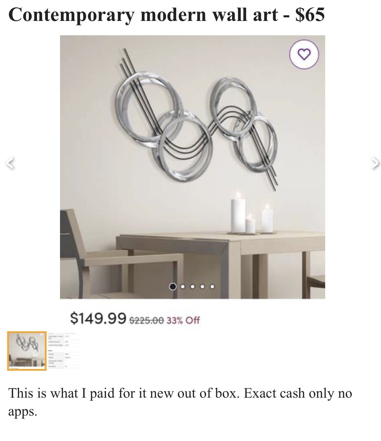 Silver Metal Modern Wall Art